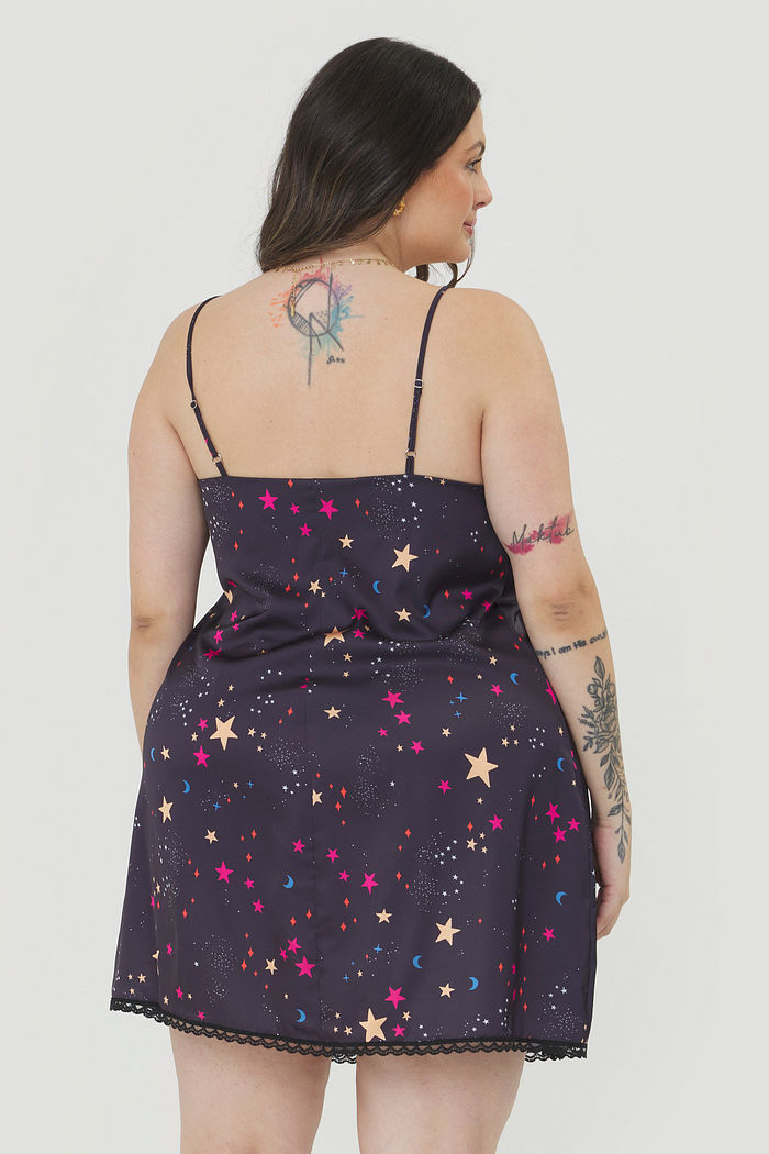 Camisola Acetinada Escrito Nas Estrelas Preto