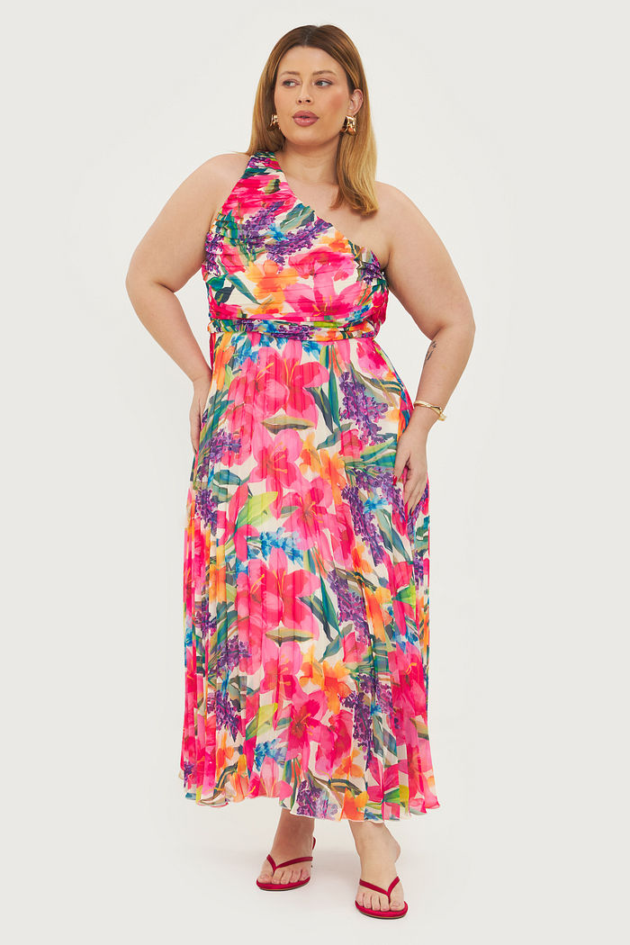 Vestido Midi Plisssado Leona Floral