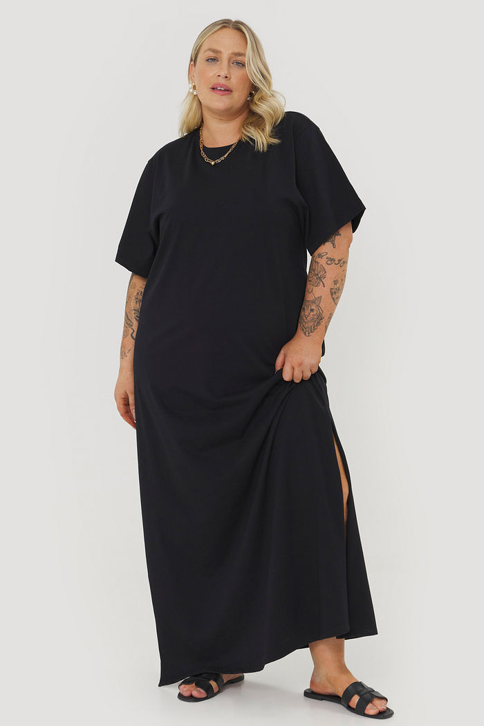 Vestido Longo De Malha Sierra Preto