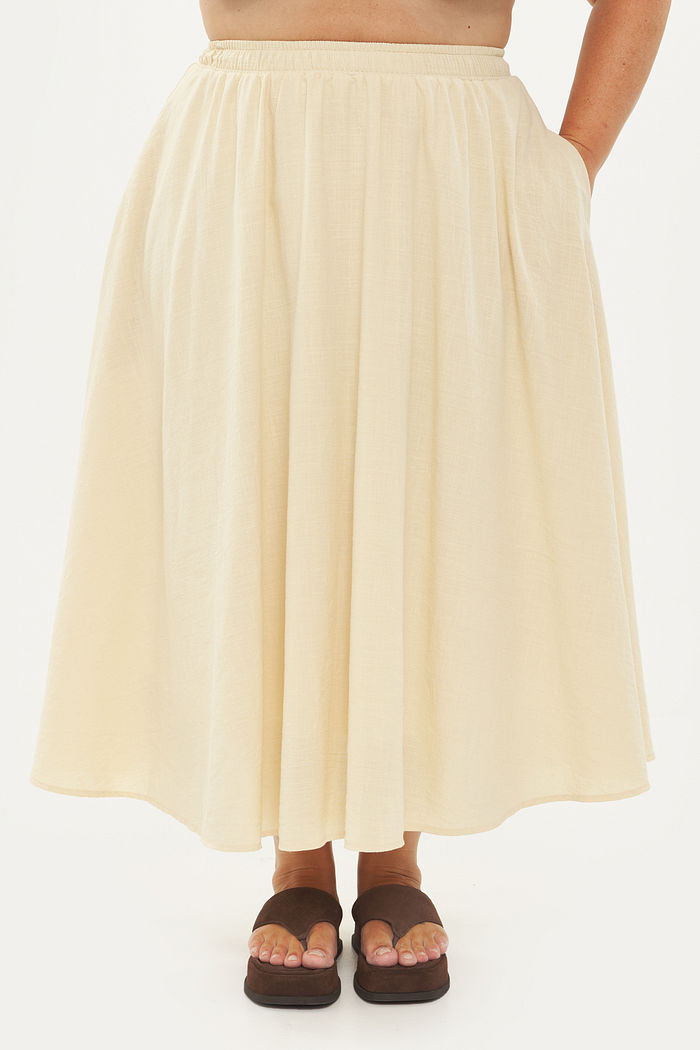 Saia Midi De Algodão Mariana Natural