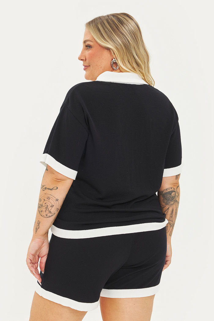 Camisa Polo Tricô Adelina Preto