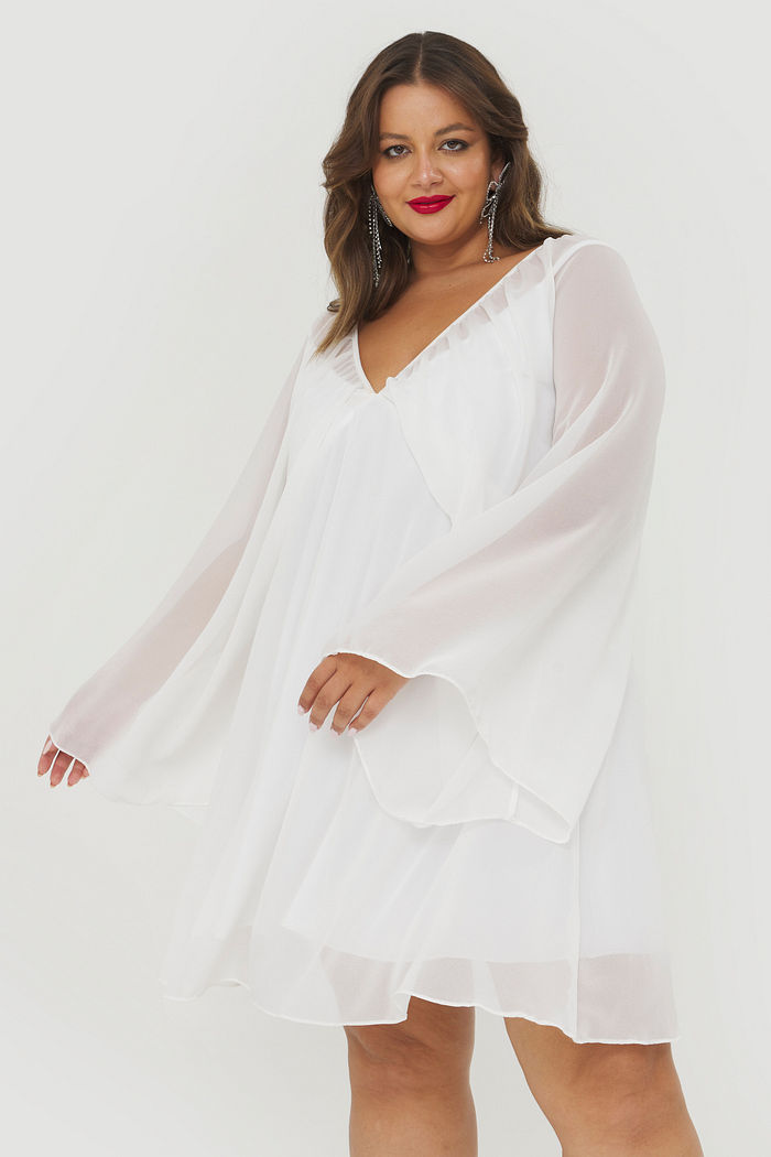 Vestido Curto Boho Celeste Off-White