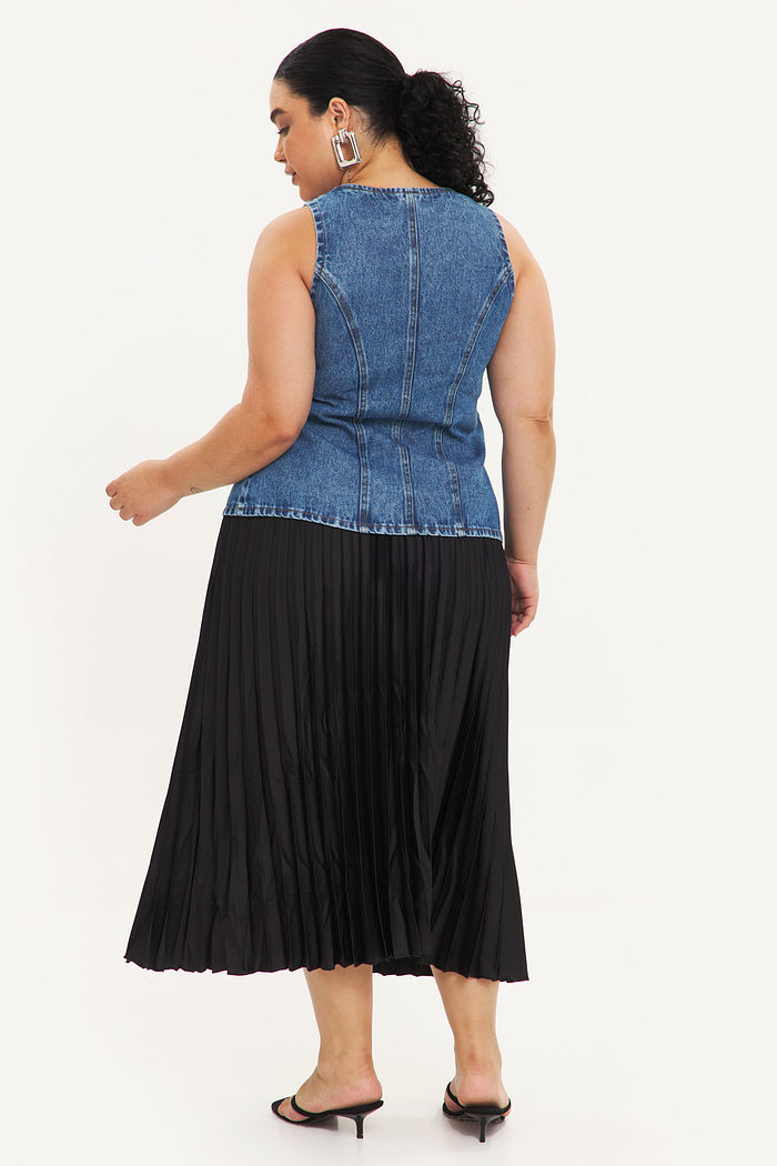 Saia Midi Plissada Melissa Preto