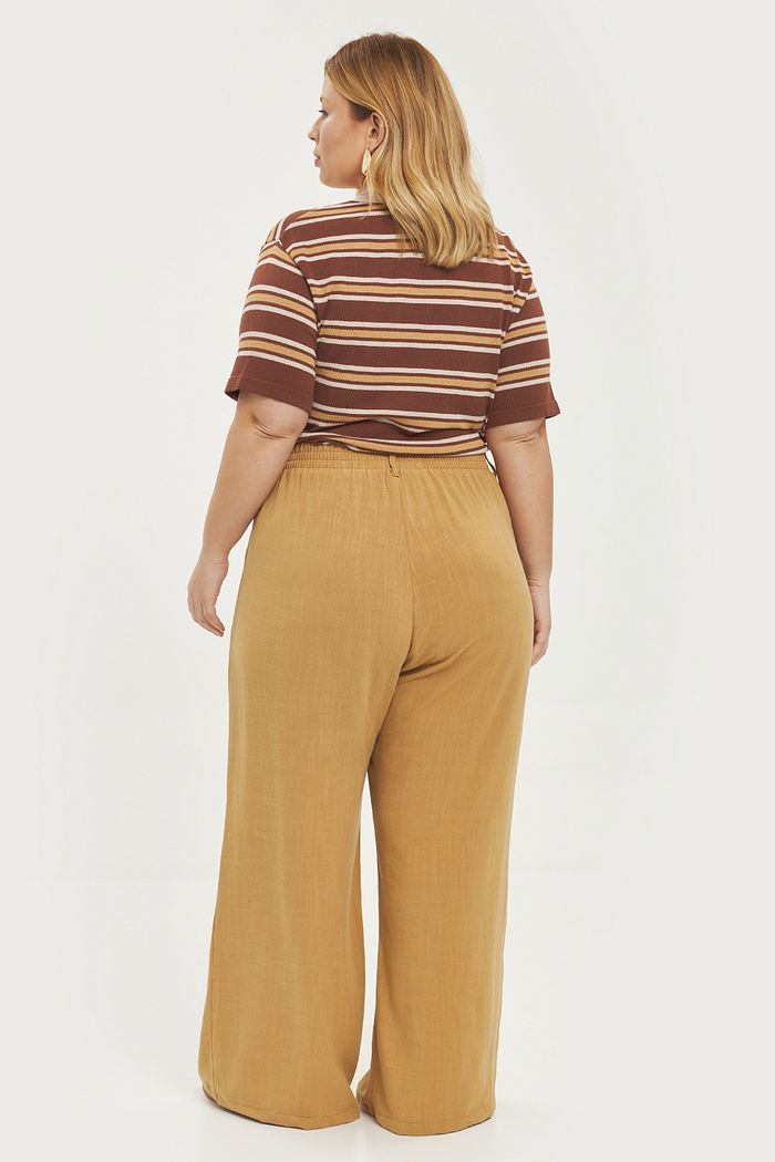 Calça Alfaiataria De Linho Donatella Amêndoa