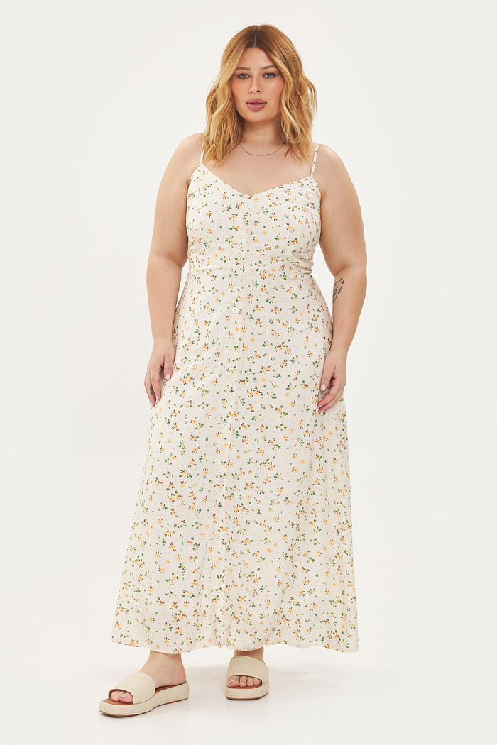 Vestido Midi Com Botões Mia Floral