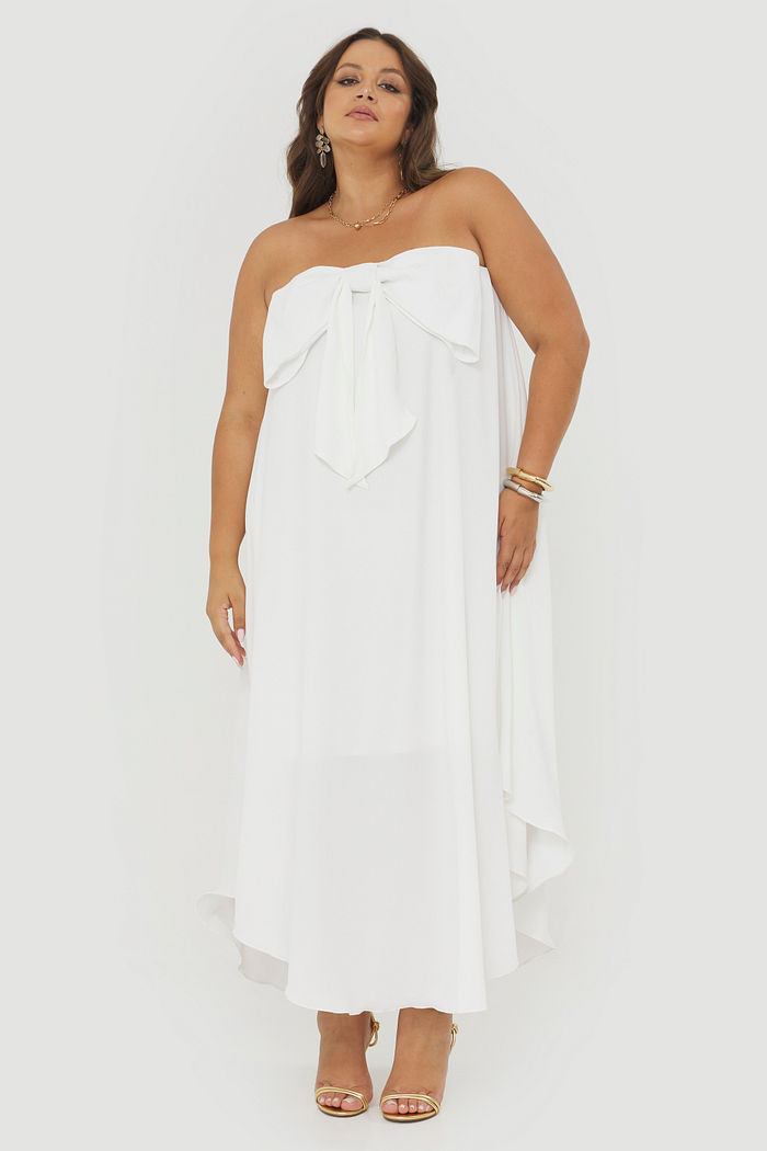 Vestido Assimétrico Sem Alças Maitê Off-White