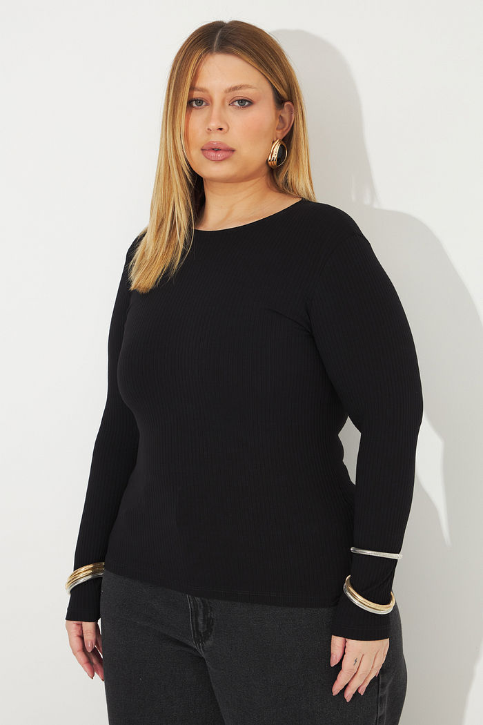 Blusa Manga Longa Maju Preto