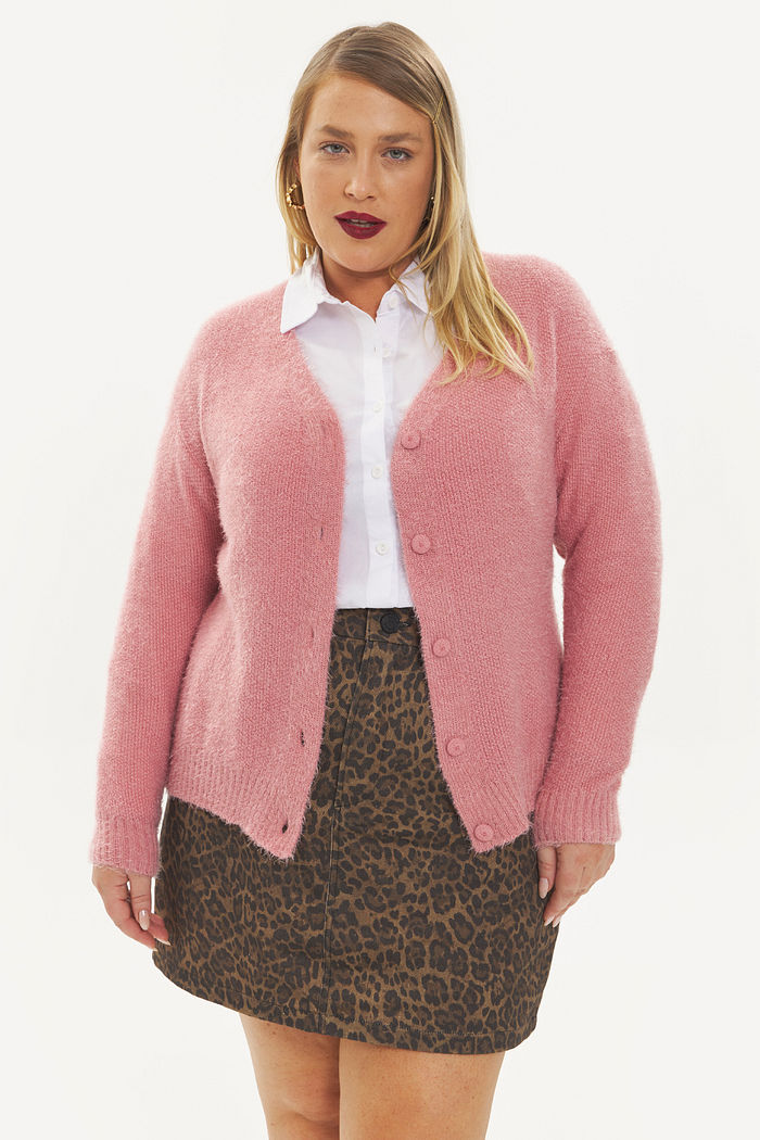 Cardigan De Tricô Serena Rosa