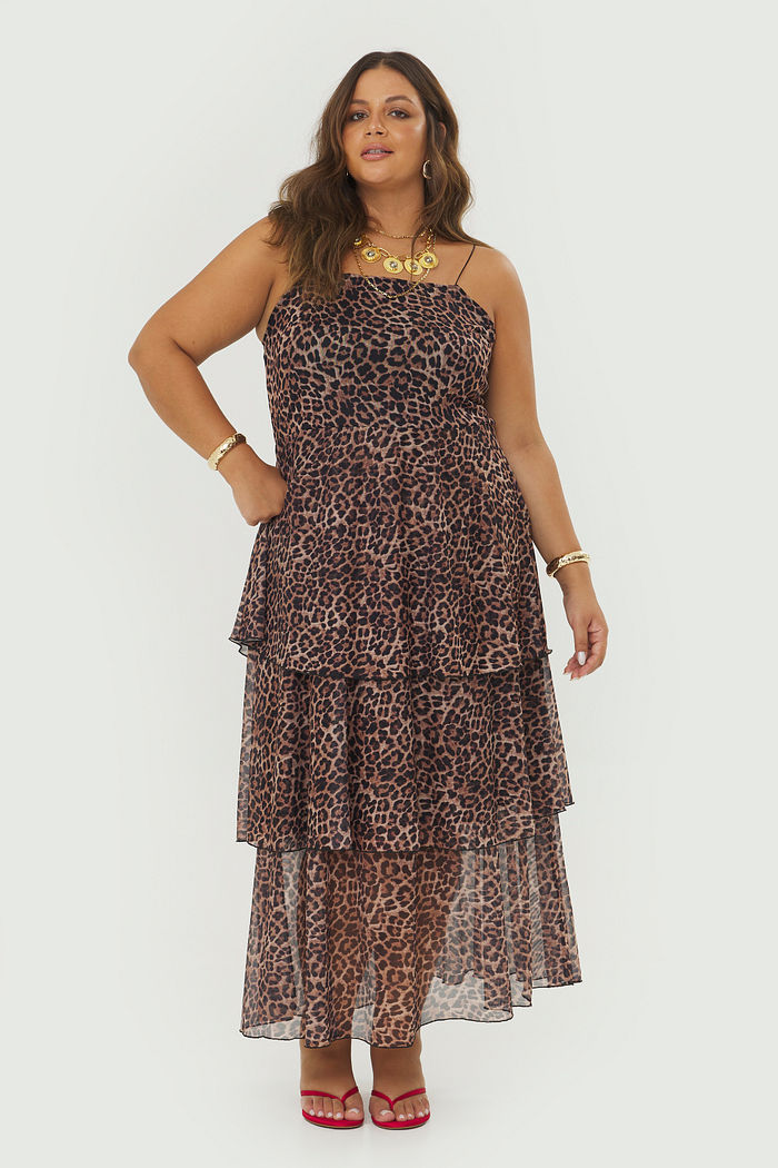 Vestido Midi Tule Savana Animal Print