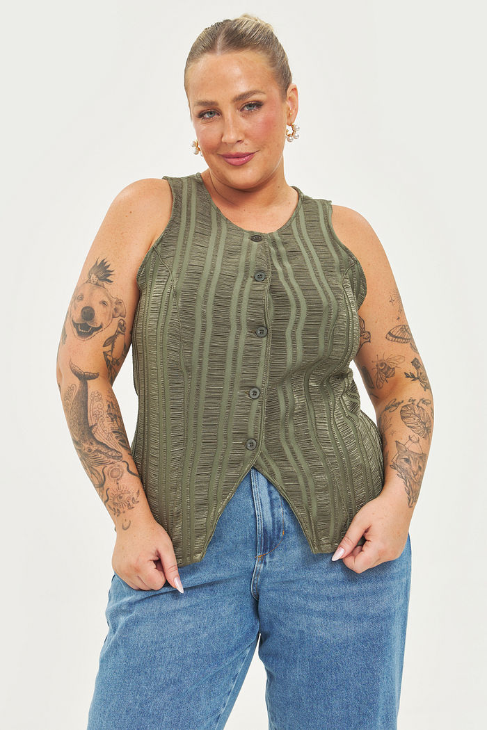 Colete Alongado Maria Verde