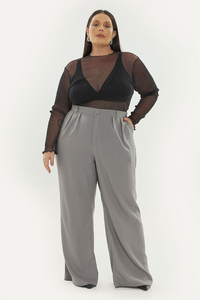 Calça  Alfaiataria Linho Donatella Cinza