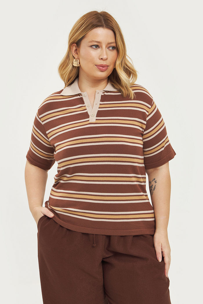 Camisa Polo Tricô Saara Listrado