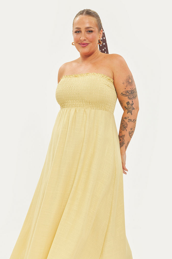 Vestido De Linho Siena Amarelo