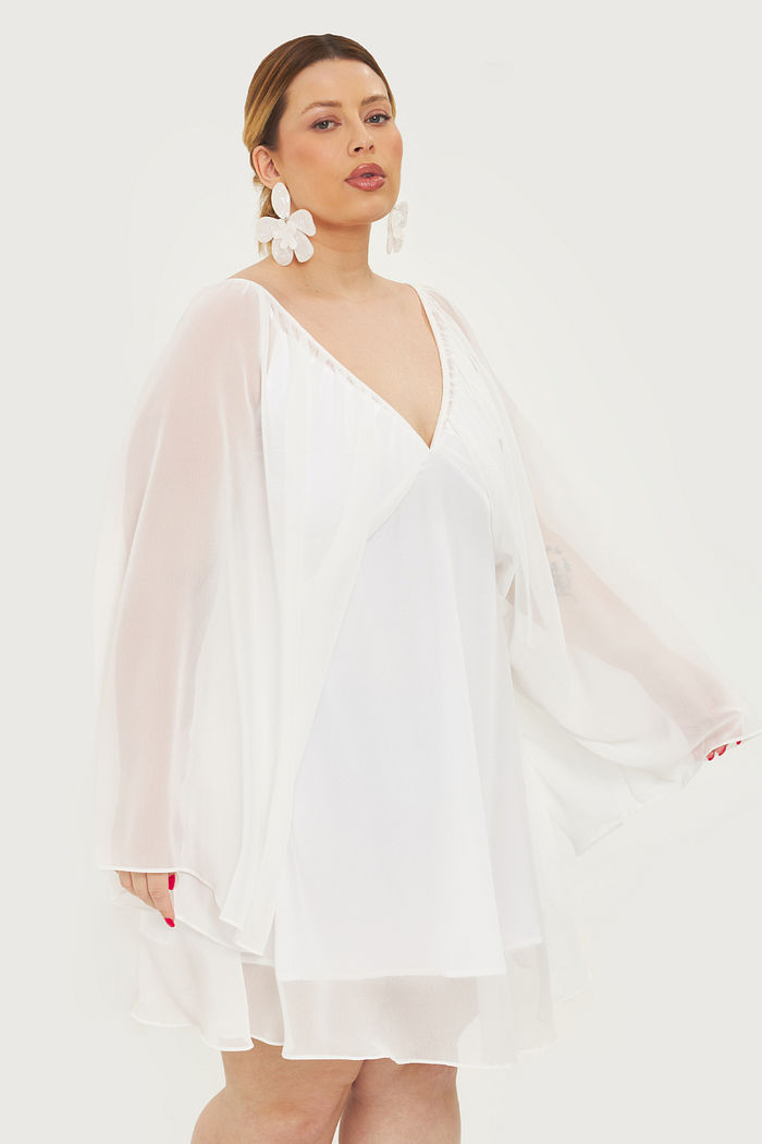 Vestido Transparência Celeste Branco