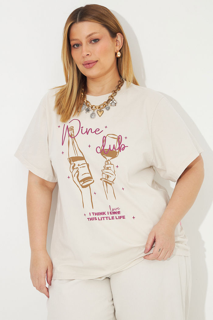 T-shirt De Algodão Wine Club Bege