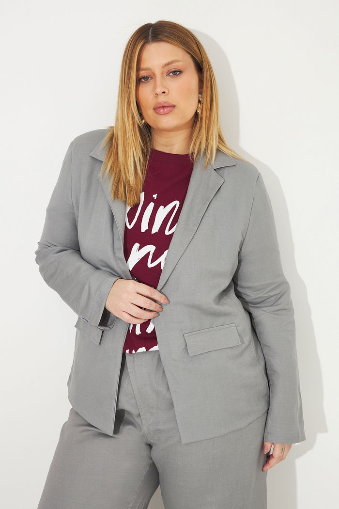 Blazer De Alfaiataria Donatella Cinza