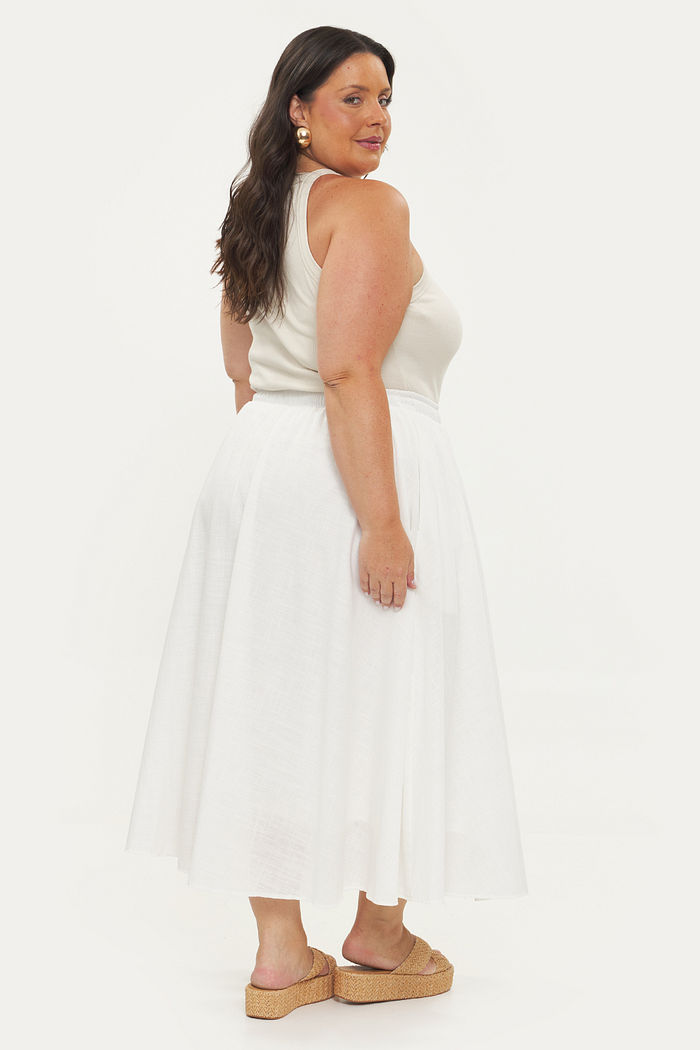 Saia Midi De Algodão Mariana Branco