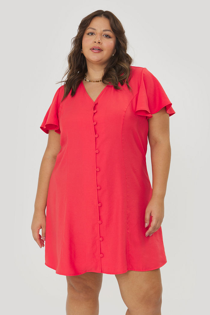 Vestido Com Botões Eva Vermelho