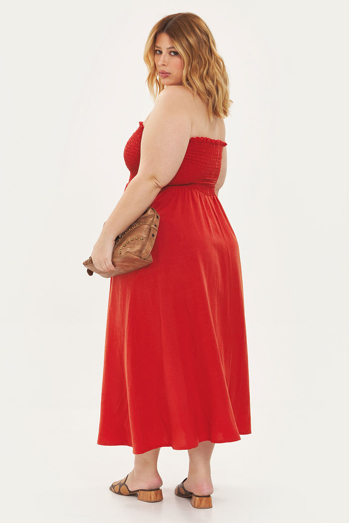 Vestido Midi Sem Alça Chloe Tomate