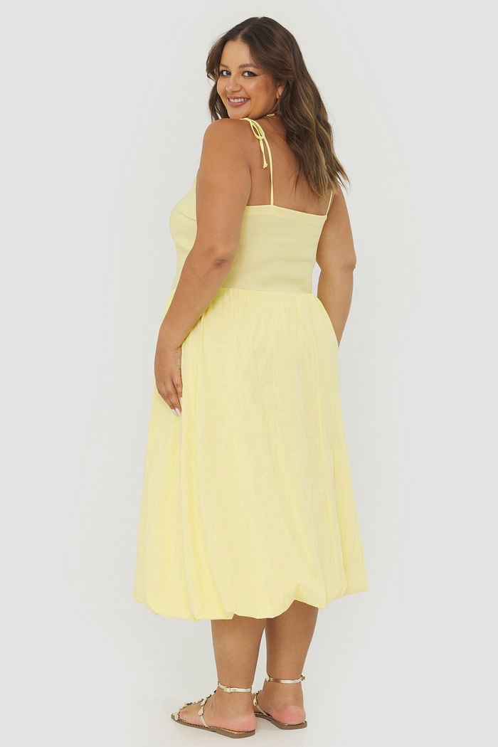 Vestido Midi Balonê Ariel Manteiga