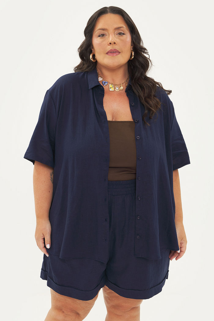 Camisa De Linho Manga Curta Heloísa Marinho