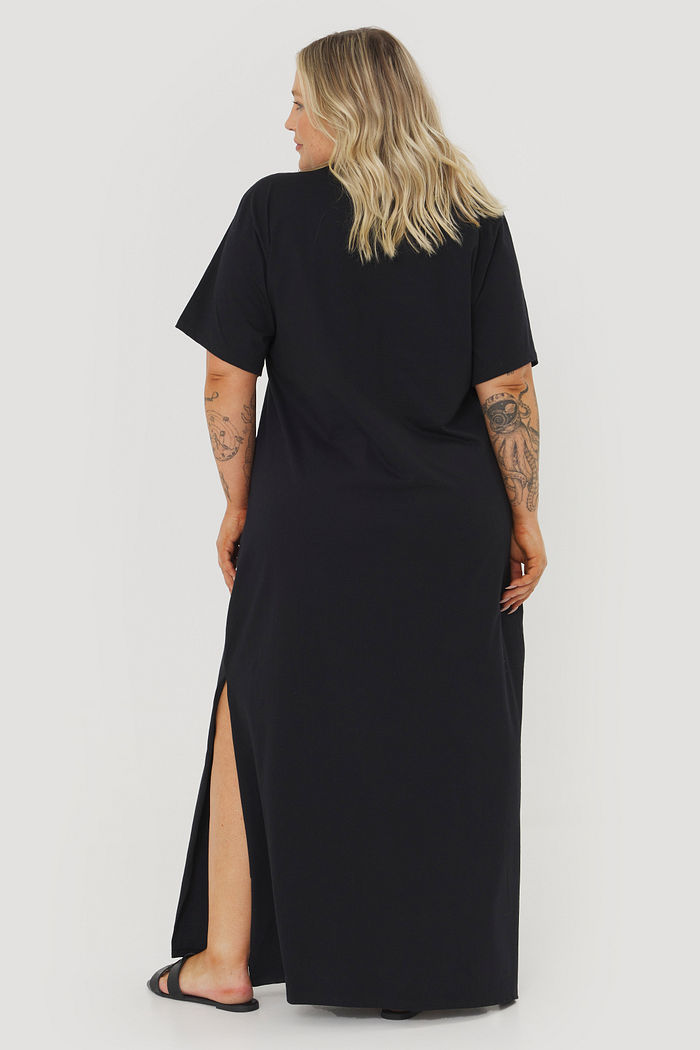 Vestido Longo De Malha Sierra Preto