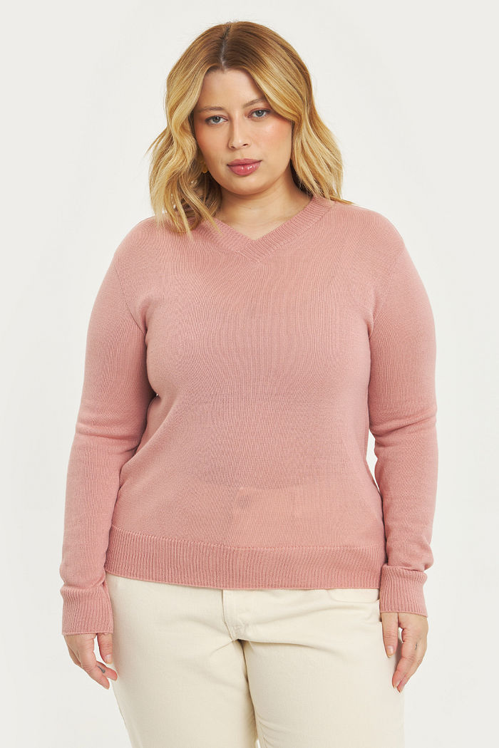 Blusa Manga Longa Tricô Alice Rosa