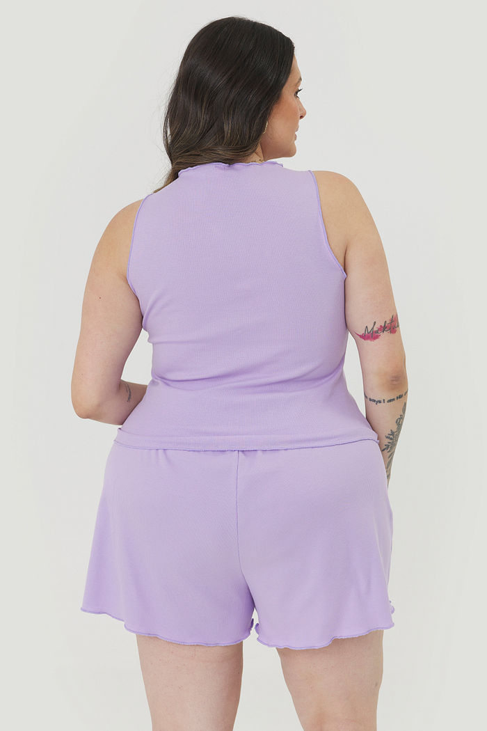 Conjunto Pijama Malha Canelada Anne Lilás