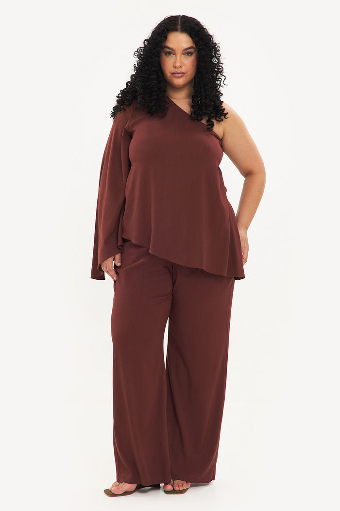 Blusa Assimétrica Kiara Marrom