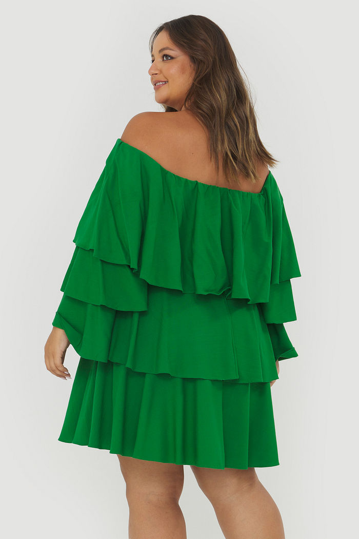 Vestido De Viscose Com Babados Pietra Verde