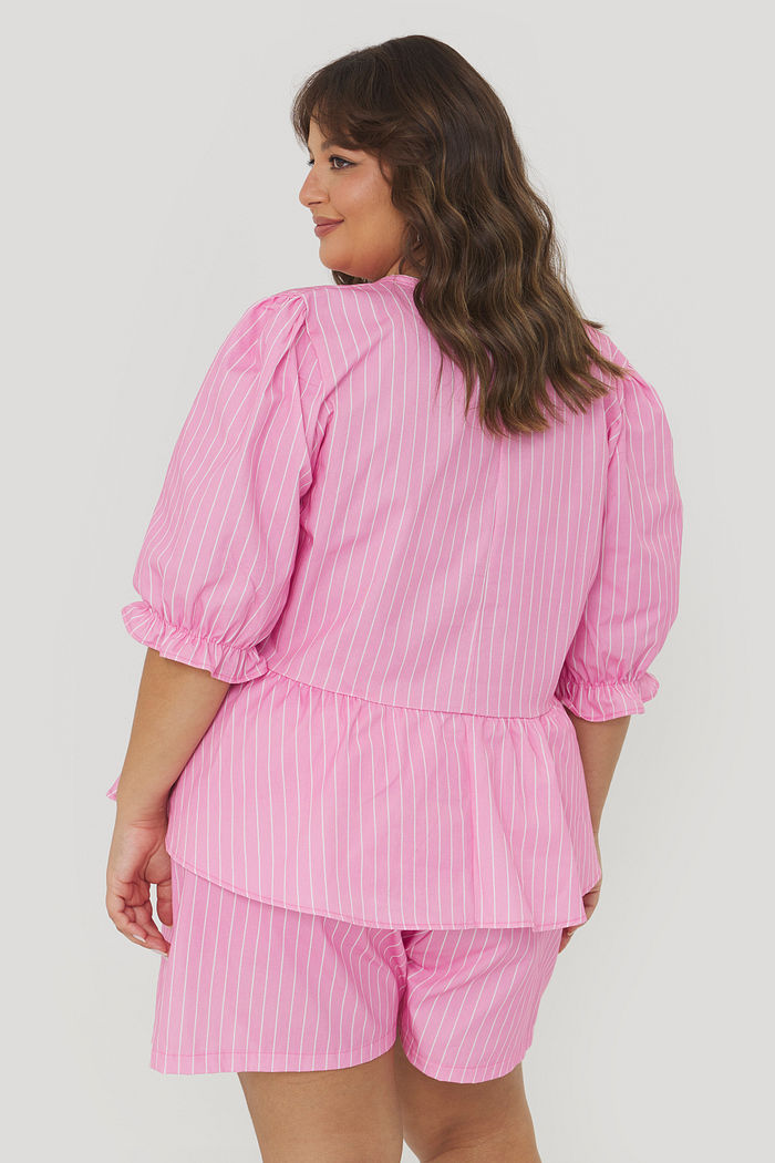 Blusa Com Amarração Amarílis Rosa Listrada
