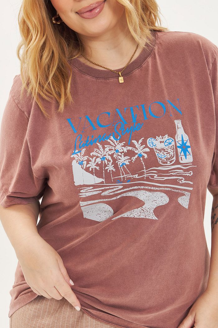 T-shirt Estonada Vacation Marrom