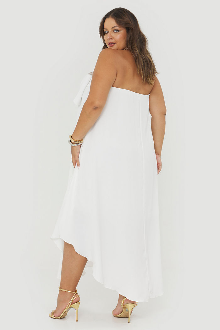 Vestido Assimétrico Sem Alças Maitê Off-White