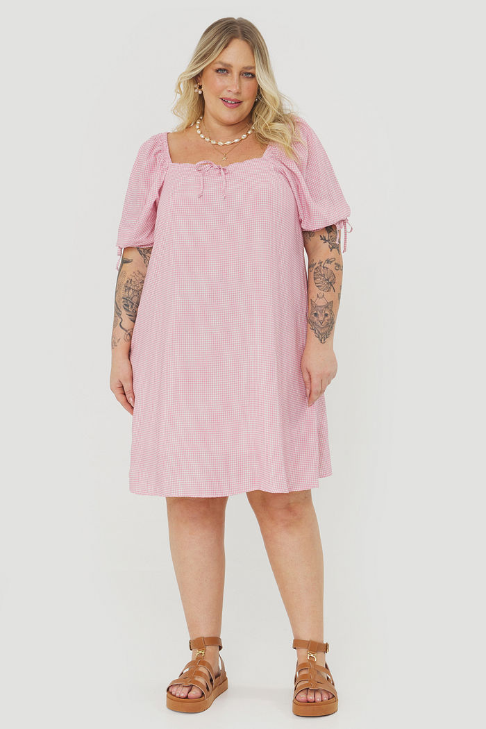 Vestido Curto Giulia Vichy Rosa