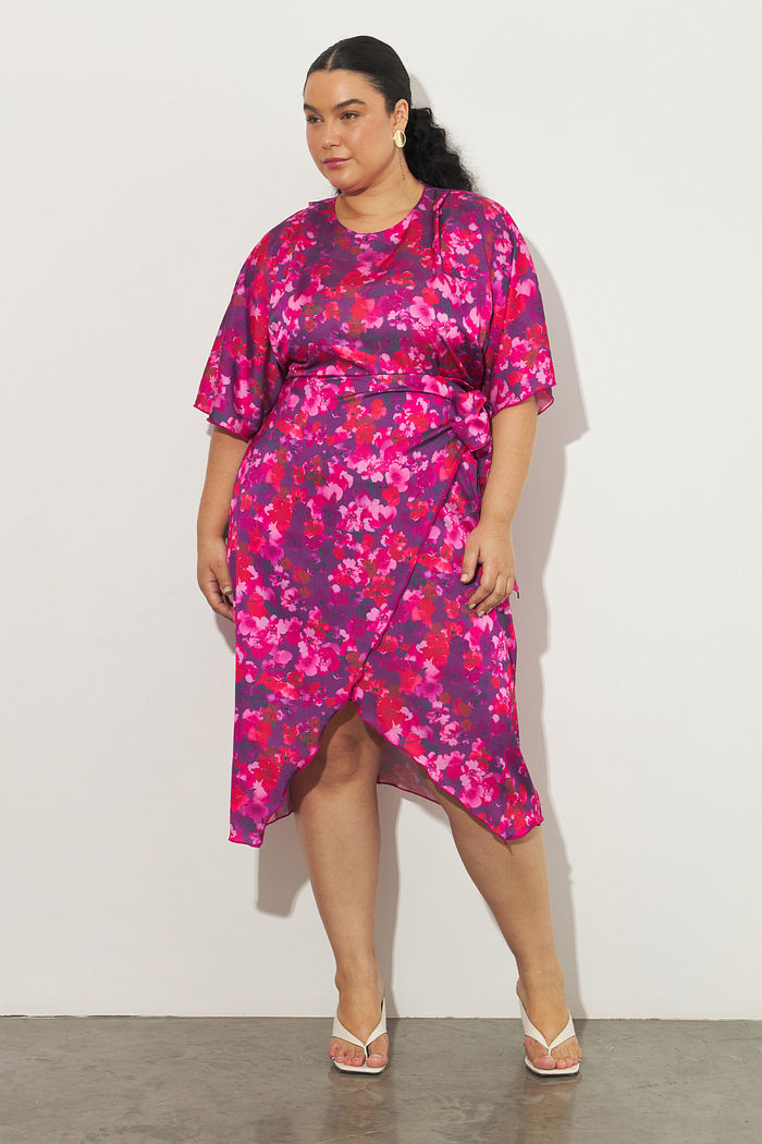 Vestido Midi De Cetim Scarlet Floral