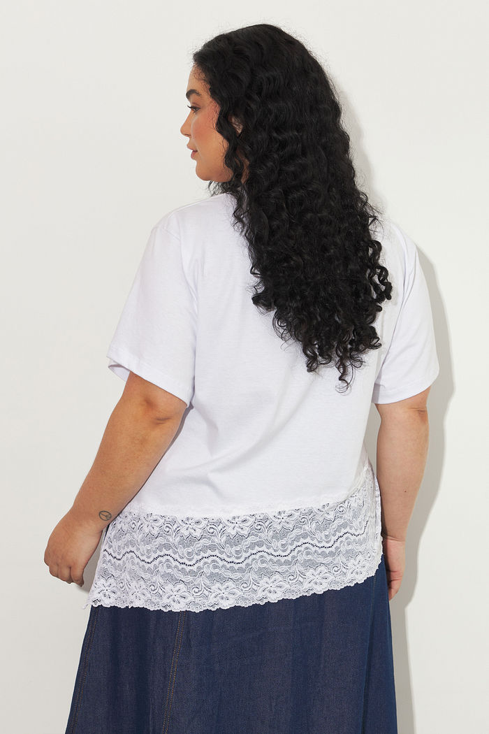 T-shirt Com Renda Alice Branco