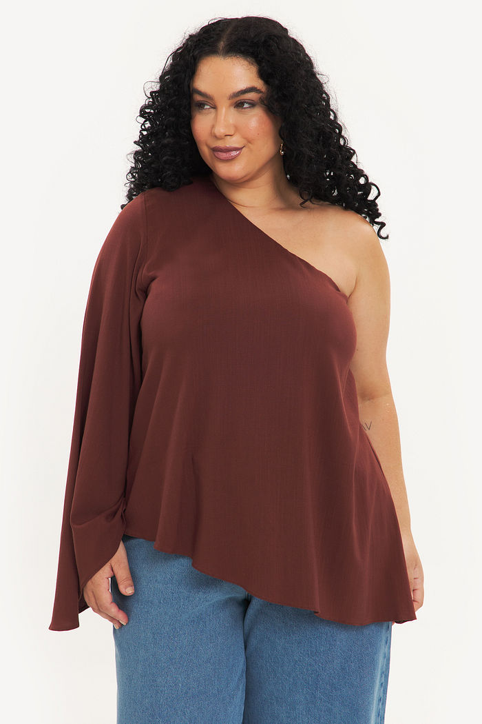 Blusa Assimétrica Kiara Marrom