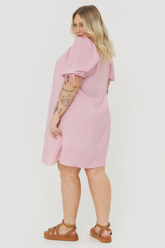 Vestido Curto Giulia Vichy Rosa