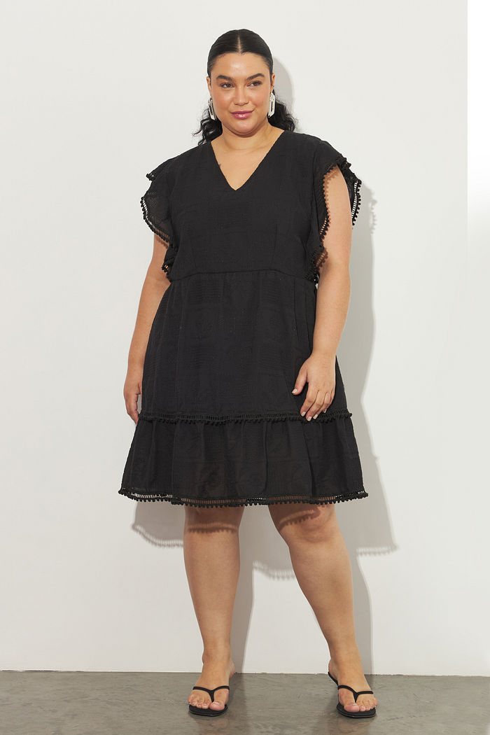 Vestido De Algodão Bordado Louise Preto