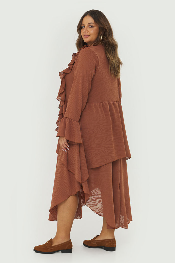 Vestido Boho Assimétrico Lótus Mocha