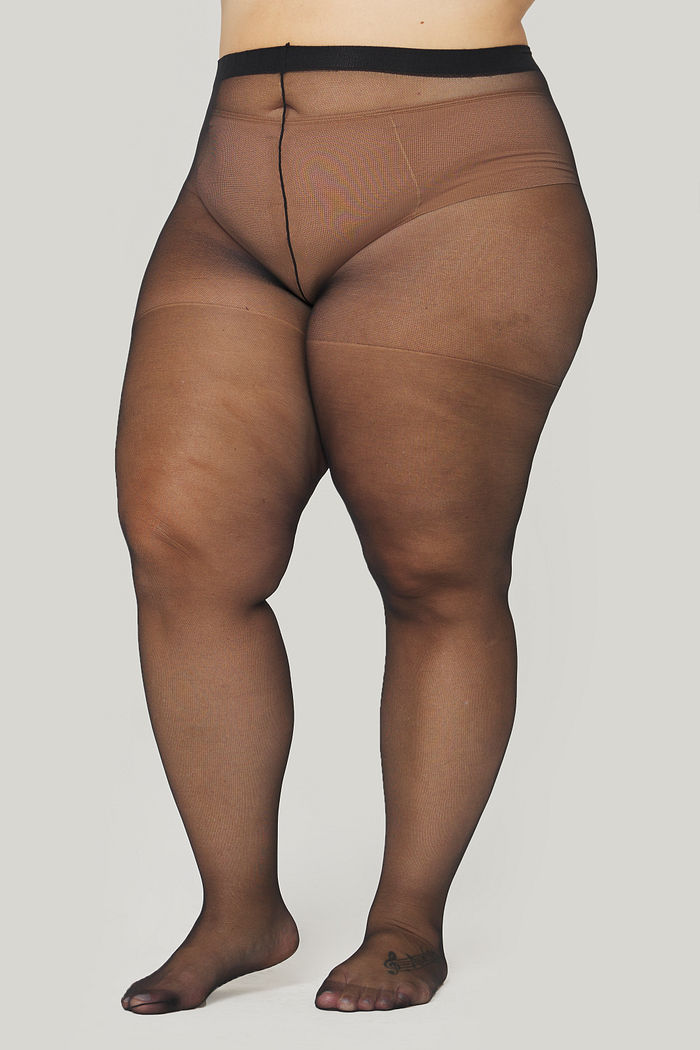 Meia Calça Transparente Plus Size Fio 15 Preto