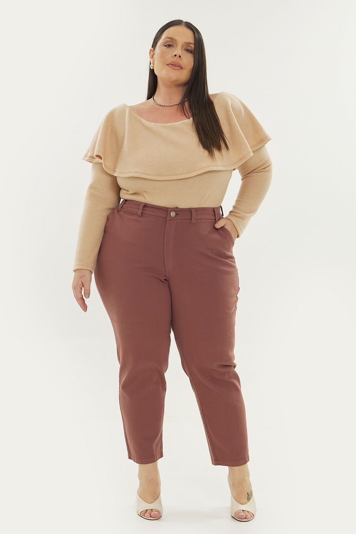 Blusa Com Babado Monique Bege