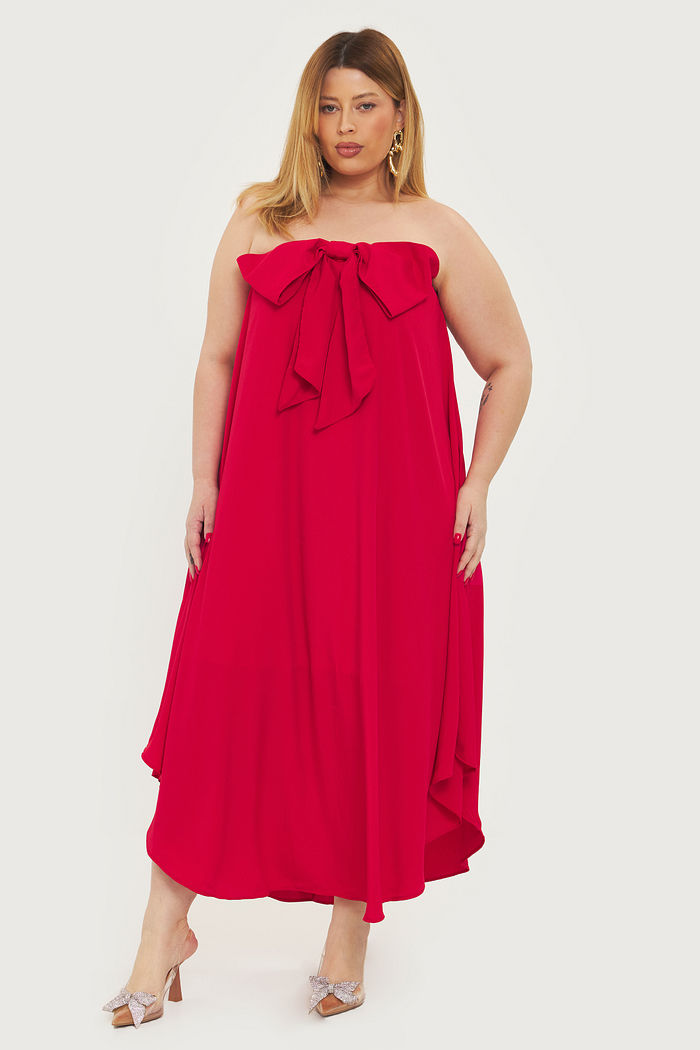 Vestido Assimétrico Sem Alças Maitê Vermelho