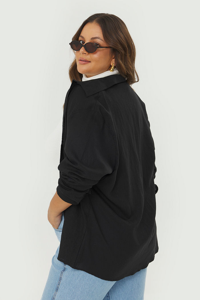 camisa de linho melina preto