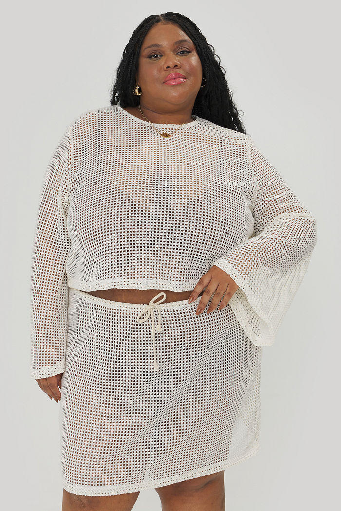 Blusa Cropped Crochet Madalena Off-white