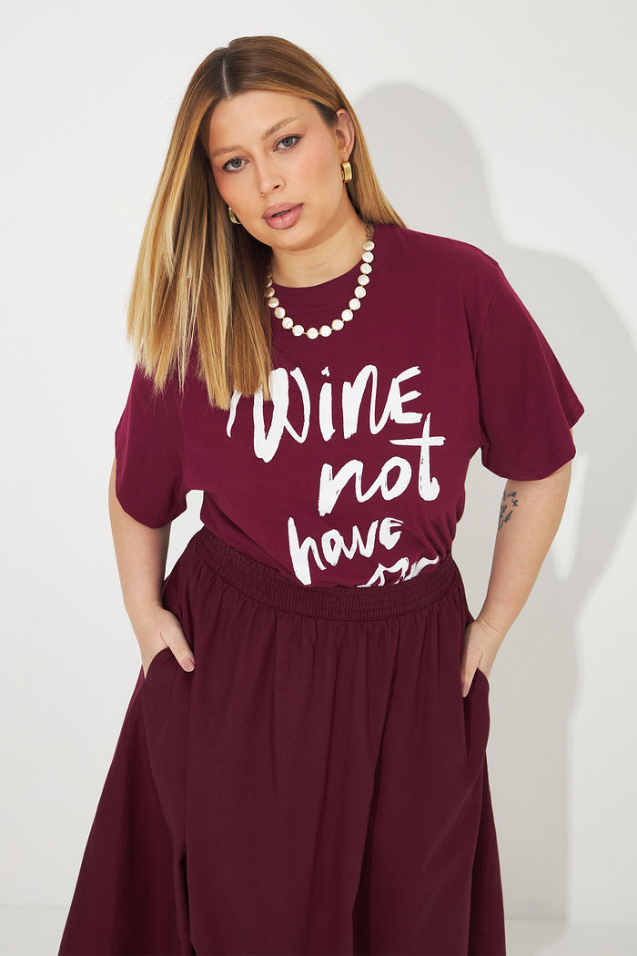 Saia Midi De Algodão Carolina Burgundy