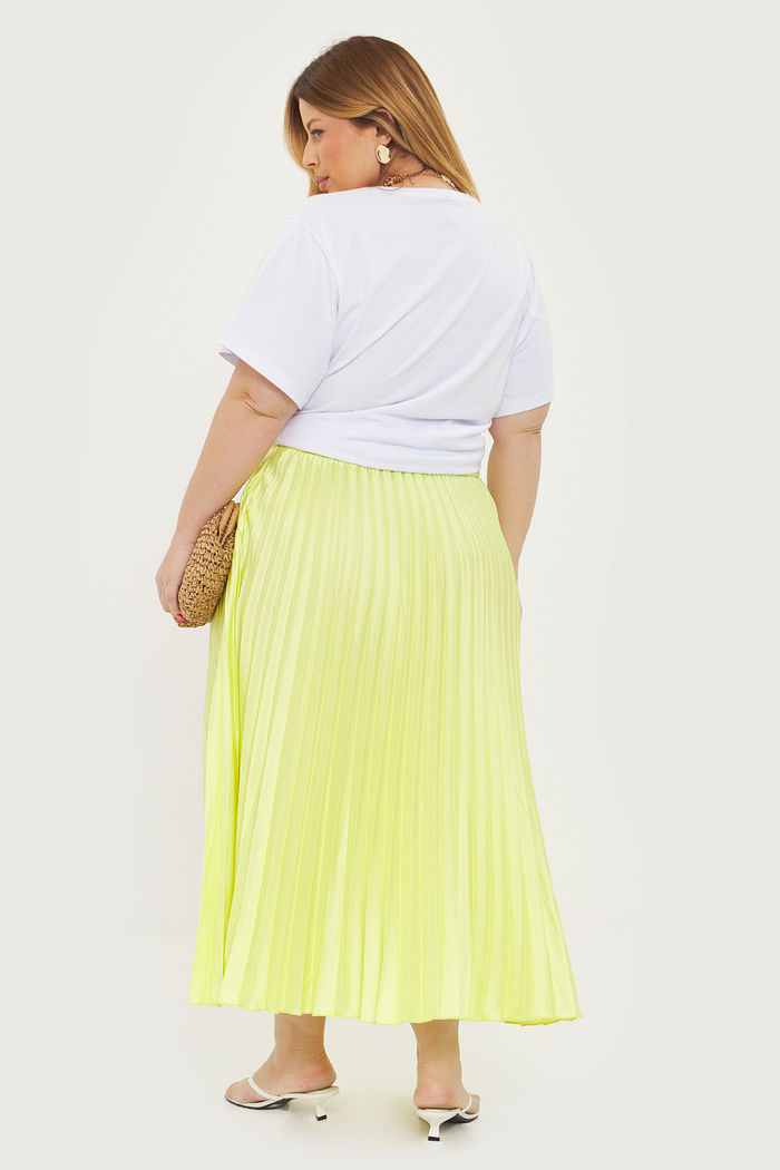 Saia Midi Plissada Melissa Amarelo