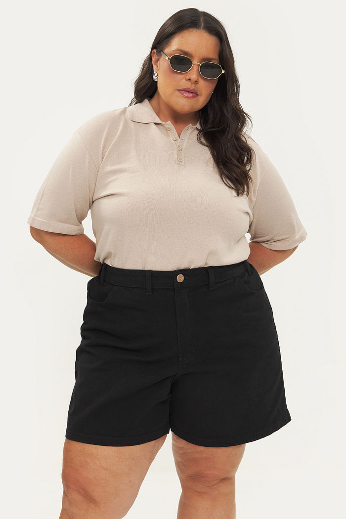 Short De Sarja Charlote Preto