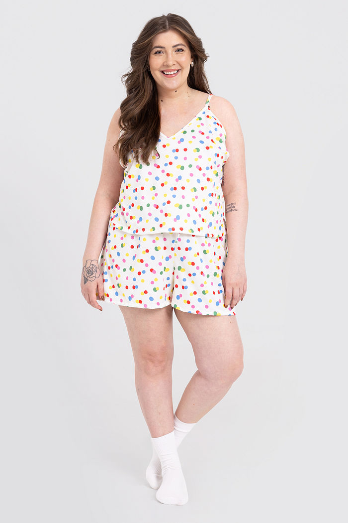 Conjunto Pijama Short Doll Flora Poá