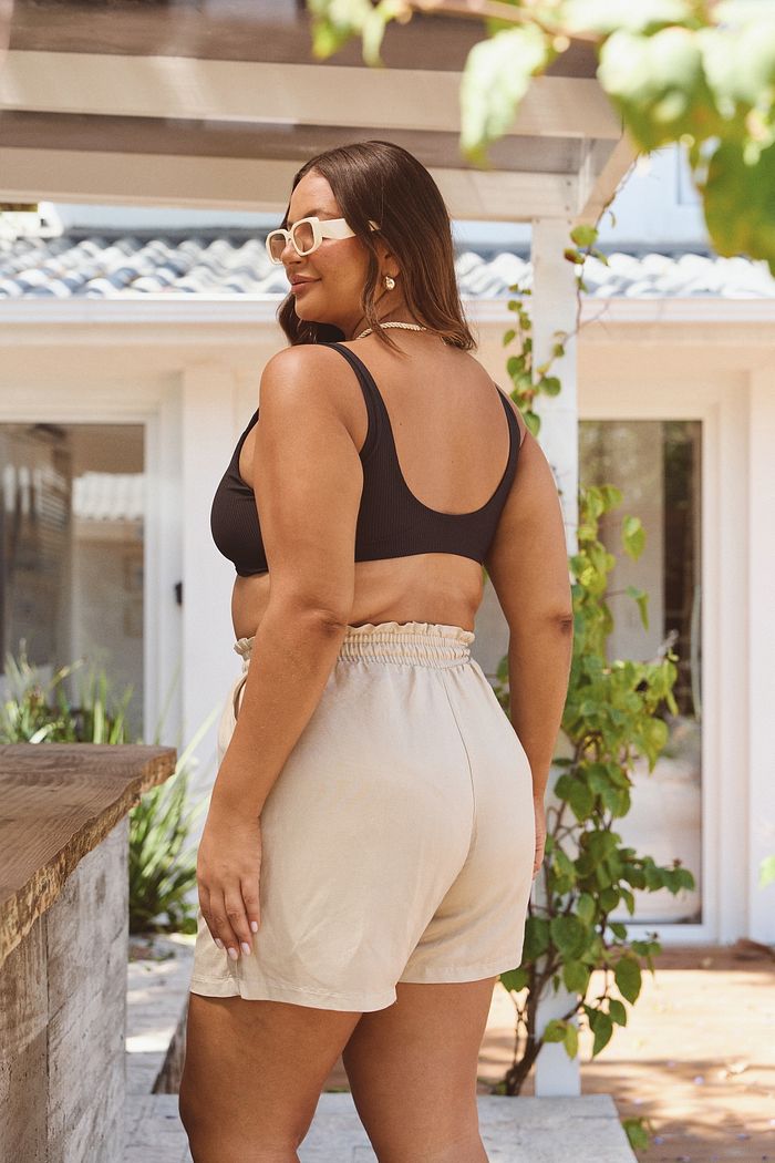 Short Linho Cacau Natural